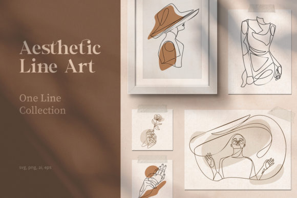 50 Aesthetic Female Line Art Graphics & Illustrations
