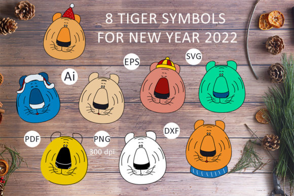 8 Tiger New Years Symbols Graphics