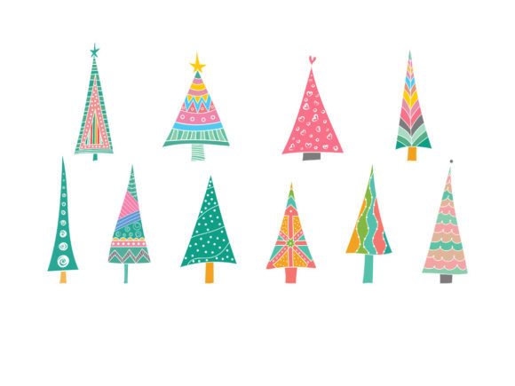 Boho Color Christmas Tree Bundle SVG for Graphics and Illustrations