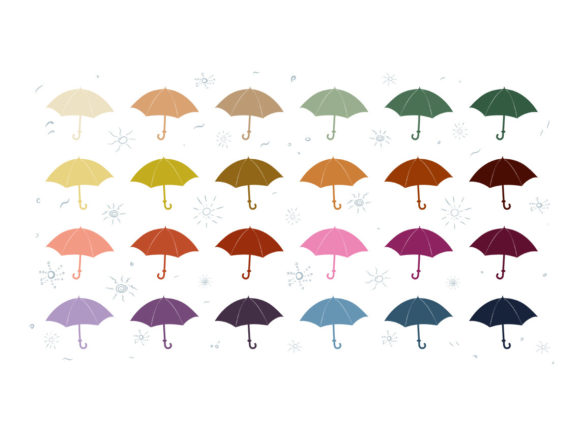 Boho Color Umbrellas SVG Graphics