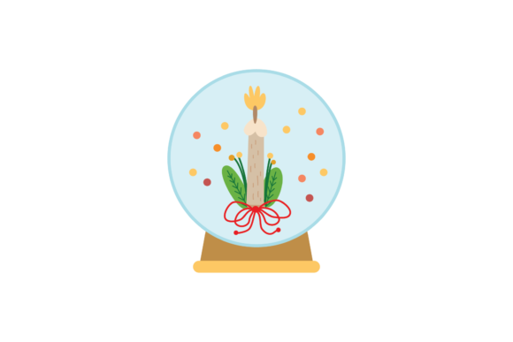 Christmas Decoration Snowball Candle Graphics and Illustrations