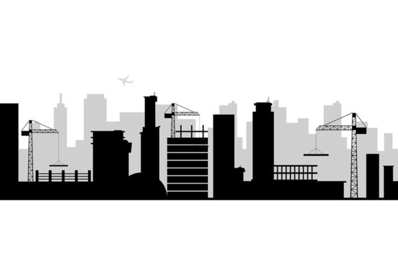 City Building Black Silhouette Graphics