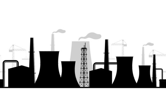 City Industrial Buildings Black Graphics