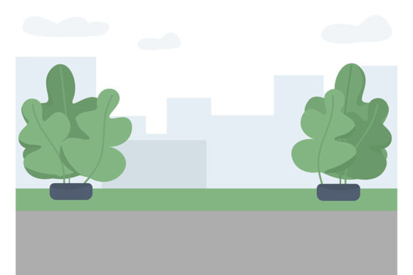 City Park Flat Color Vector Illustration Graphics