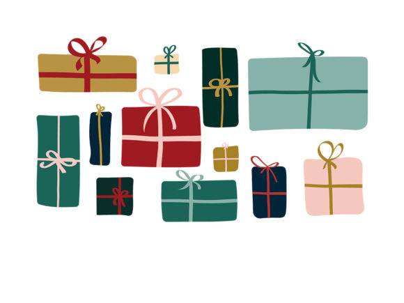 Colorful Christmas Boxes Clipart SVG