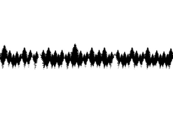 Coniferous Forest Black Silhouette