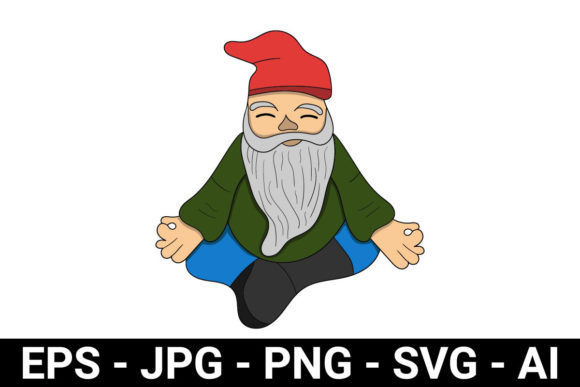 Cute Meditating Gnomes for Design Graphics
