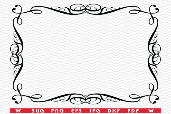 Decorative Frame, Black Silhouettes: Graphics for Print Templates