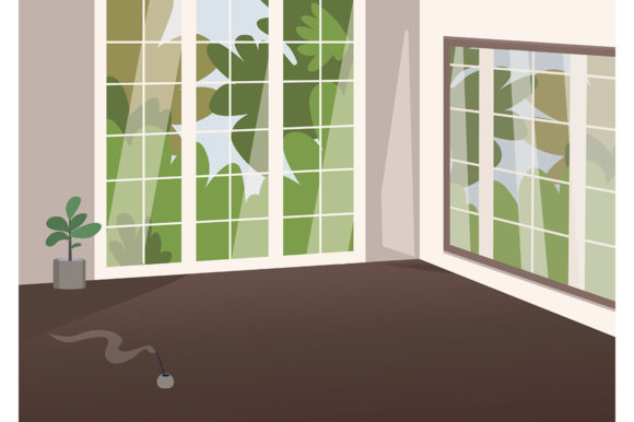 Empty Spacious Room Flat Color Vector Graphics
