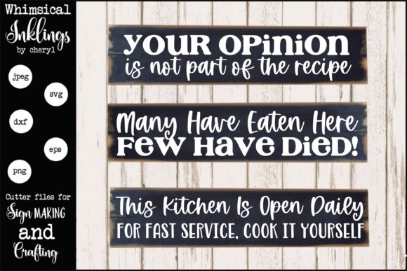 Funny Kitchen Sign Set Graphics