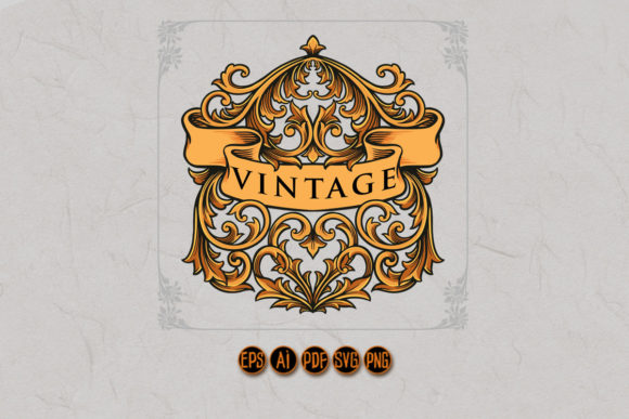 Gold Calligraphy Decorative Vintage Graphics