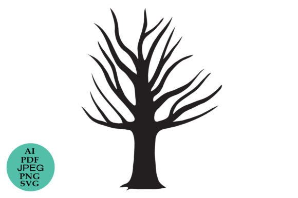 Halloween Tree Vector Silhouette – Graphics and Illustrations