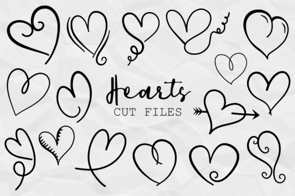 Hand Drawn Doodle Love Heart Shapes Graphics