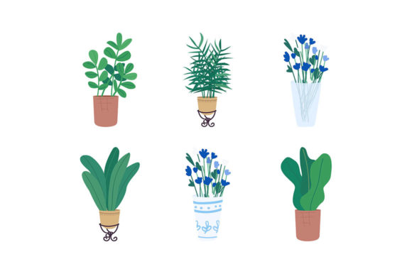 Homeplants Flat Color Vector Object Set
