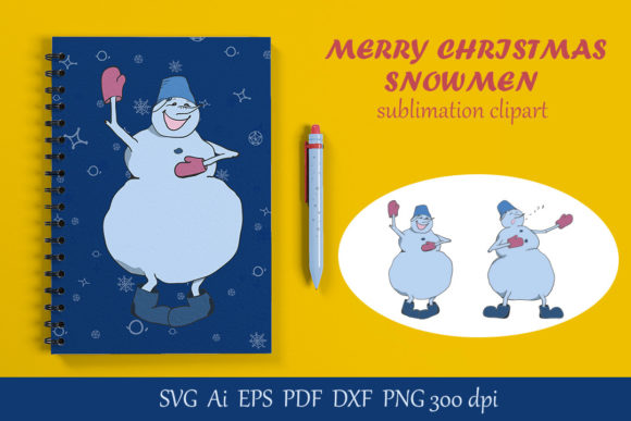 Merry Christmans Snowmen Graphics and Illustrations