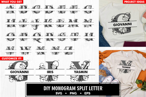 Monogram Decorative Split Letter a to Z: Graphics and Crafts