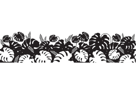 Monstera Leaves Black Silhouette Graphics