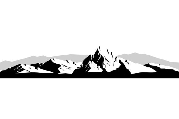 Mountain Landscape Black Silhouette Graphics
