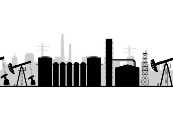Oil Manufacturing Black Silhouette Graphics and Illustrations
