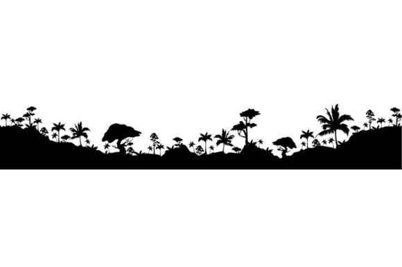Tropical Landscape Black Silhouette Graphics
